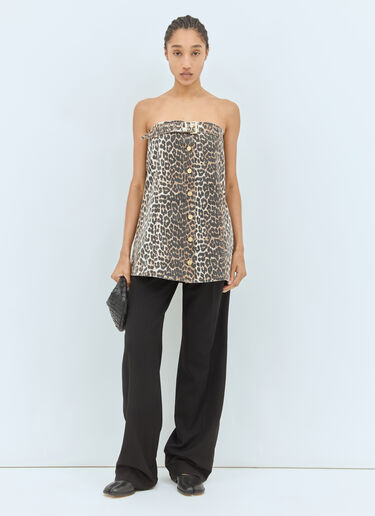 Leopard Denim Top GANNI Leopard Denim Top Brown gan0256003