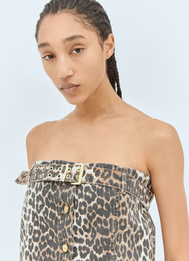 Leopard Denim Top GANNI Leopard Denim Top Brown gan0256003