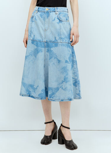 Bleach Denim Flounce Midi Skirt GANNI Bleach Denim Flounce Midi Skirt Blue gan0256008