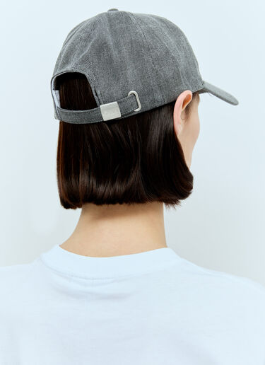 Logo Embroidery Denim Baseball Cap GANNI Logo Embroidery Denim Baseball Cap Grey gan0256024