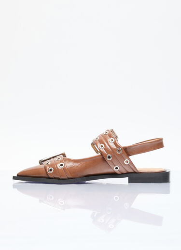 Feminine Buckle Ballerina Flats GANNI Feminine Buckle Ballerina Flats Brown gan0256034