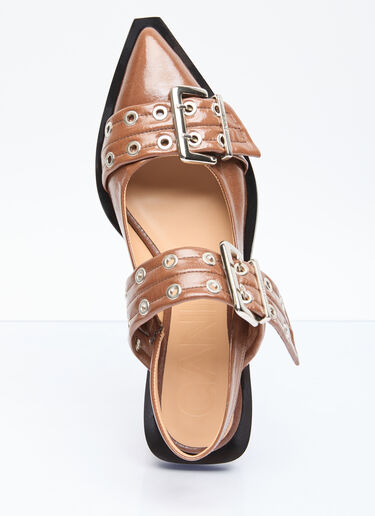Feminine Buckle Ballerina Flats GANNI Feminine Buckle Ballerina Flats Brown gan0256034