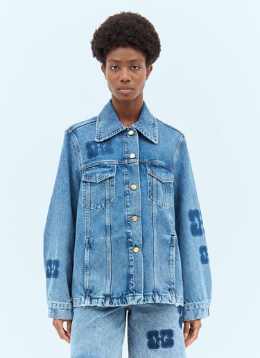 GANNI Logo Patch Denim Jacket Blue gan0256042