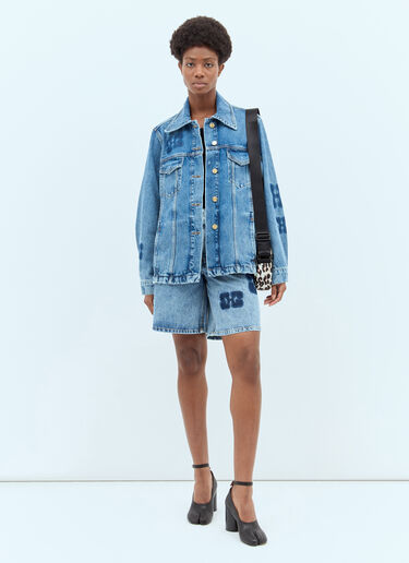 GANNI Logo Patch Denim Jacket Blue gan0256042