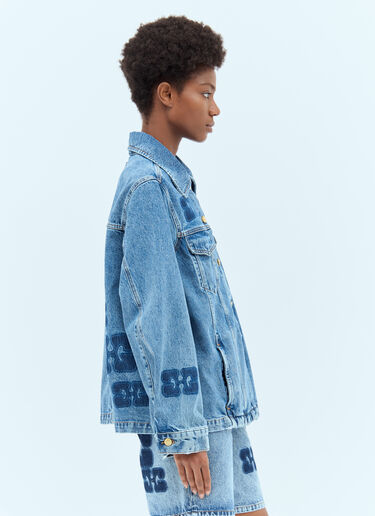 GANNI Logo Patch Denim Jacket Blue gan0256042