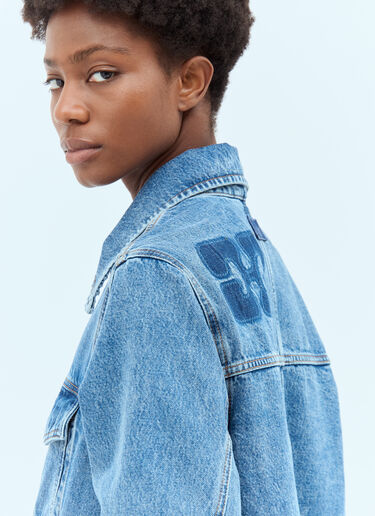 GANNI Logo Patch Denim Jacket Blue gan0256042