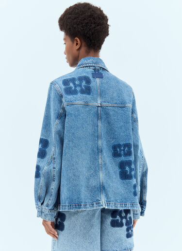 GANNI Logo Patch Denim Jacket Blue gan0256042