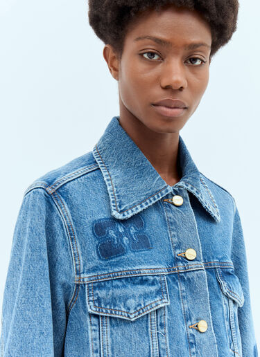 GANNI Logo Patch Denim Jacket Blue gan0256042