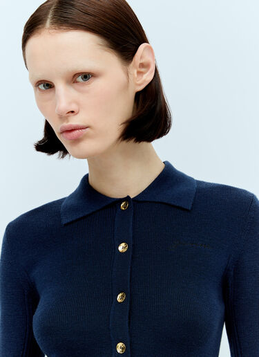 Ribbed Merino Polo Top GANNI Ribbed Merino Polo Top Navy gan0256049