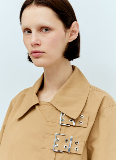 Cotton-Twill Buckle Coat GANNI Cotton-Twill Buckle Coat Beige gan0256051