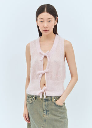 GANNI Mohair Tie String Vest Pink gan0257019