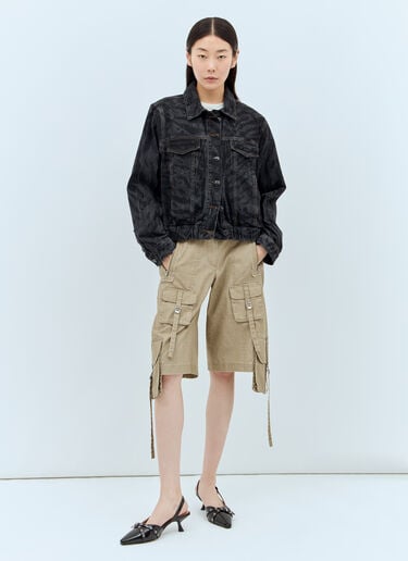 Lazer Denim Bomber Jacket GANNI Lazer Denim Bomber Jacket Black gan0257028
