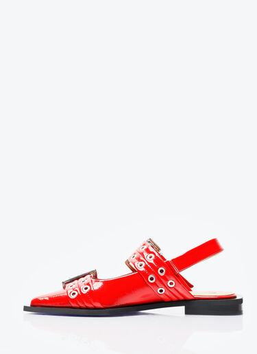 GANNI Feminine Buckle Ballerina Flats Red gan0257046