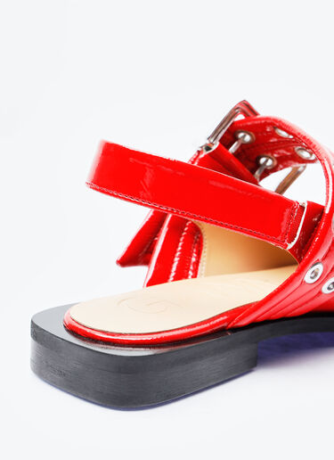 GANNI Feminine Buckle Ballerina Flats Red gan0257046