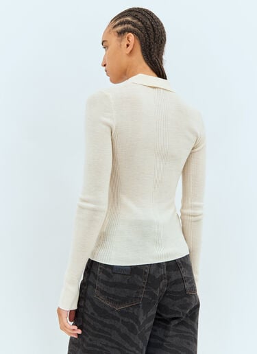 Ganni Wool Polo Shirt Beige gan0258001