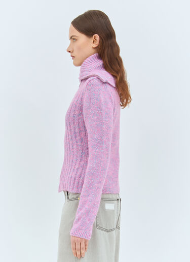 Ganni Highneck Zip Cardigan Pink gan0258003