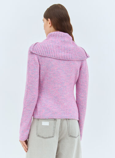 Ganni Highneck Zip Cardigan Pink gan0258003