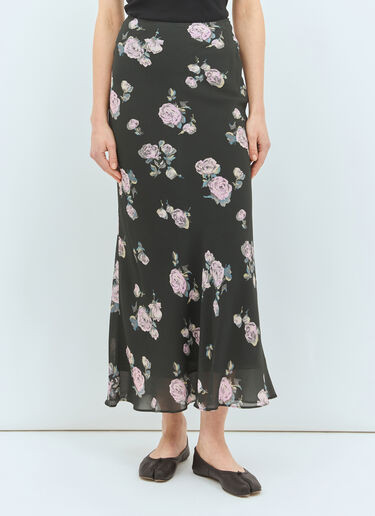 Floral Printed Maxi Skirt Ganni Floral Printed Maxi Skirt Black gan0258027