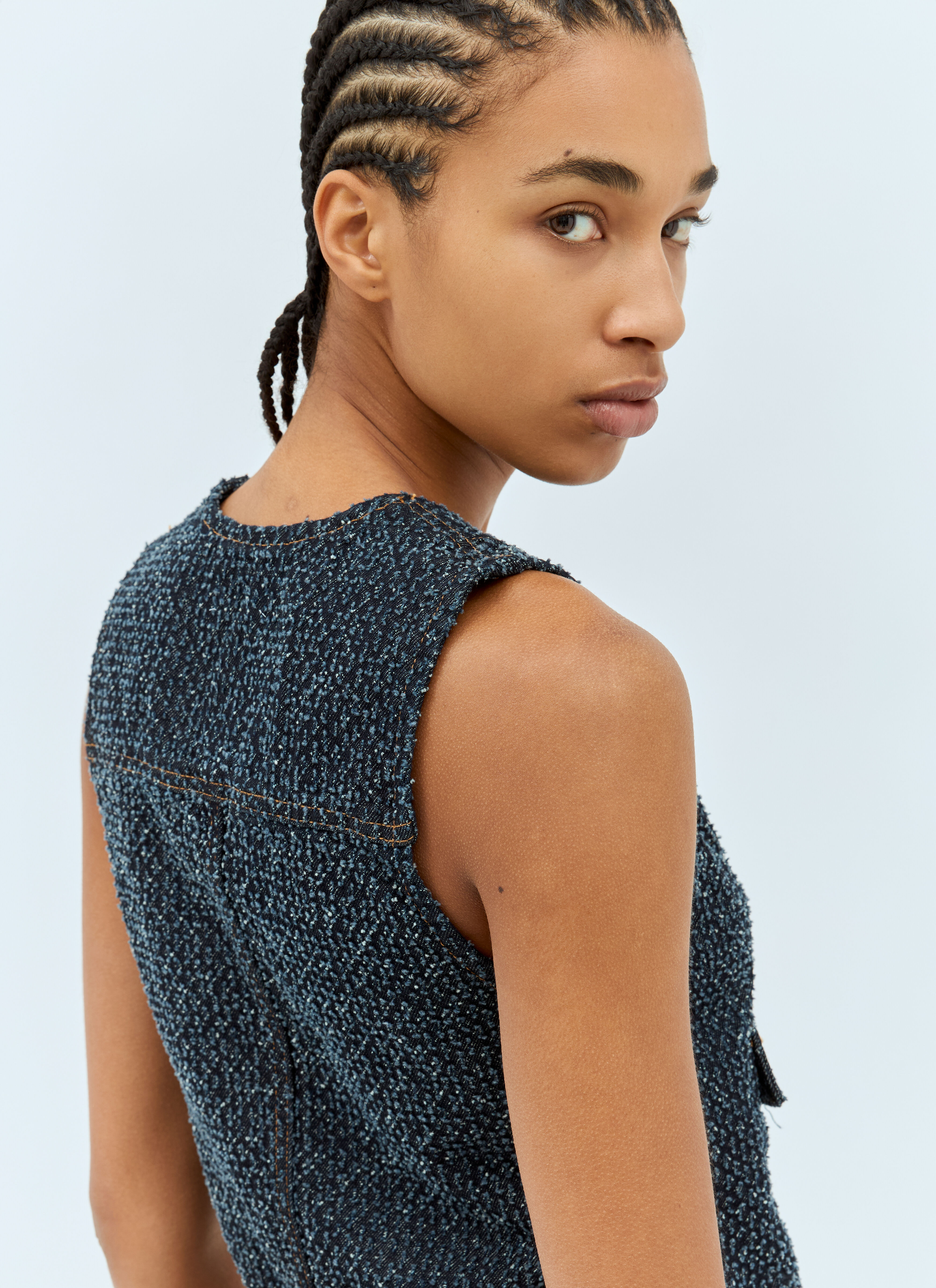 Ganni Women's' Fluffy Denim Vest in Blue | LN-CC®