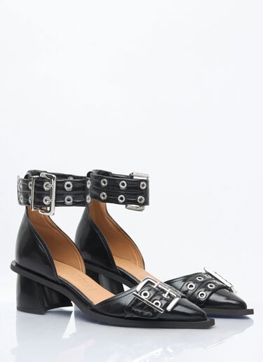 Feminine Buckle Open Cut Pumps Ganni Feminine Buckle Open Cut Pumps Black gan0258053