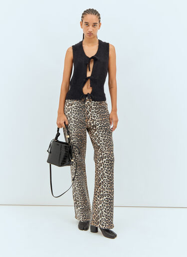 Ganni Bou Croc Embossed Bucket Bag Black gan0258069