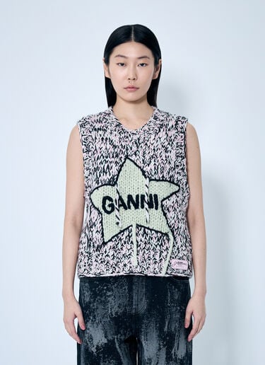 GANNI Graphic Wool Vest Pink gan0259046