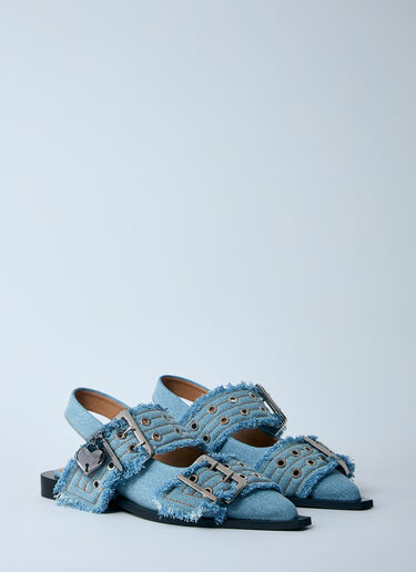 Feminine Buckle Ballerina Flats GANNI Feminine Buckle Ballerina Flats Denim gan0260018