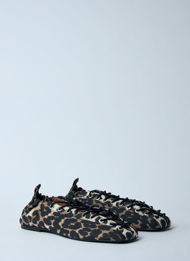 Leopard Oleatex Ballerina Flats GANNI Leopard Oleatex Ballerina Flats Brown gan0260021