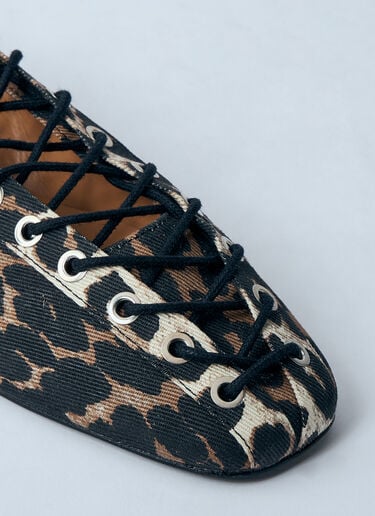 Leopard Oleatex Ballerina Flats GANNI Leopard Oleatex Ballerina Flats Brown gan0260021