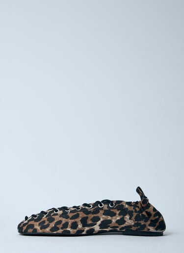 Leopard Oleatex Ballerina Flats GANNI Leopard Oleatex Ballerina Flats Brown gan0260021