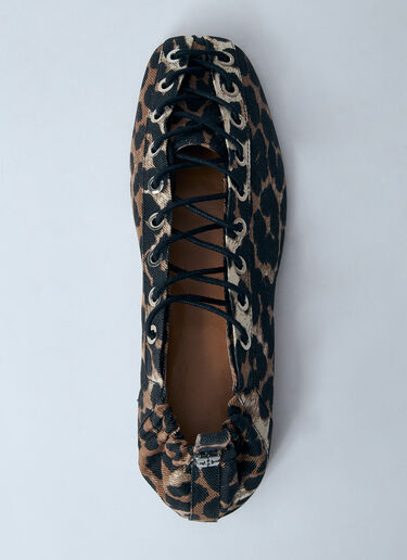Leopard Oleatex Ballerina Flats GANNI Leopard Oleatex Ballerina Flats Brown gan0260021