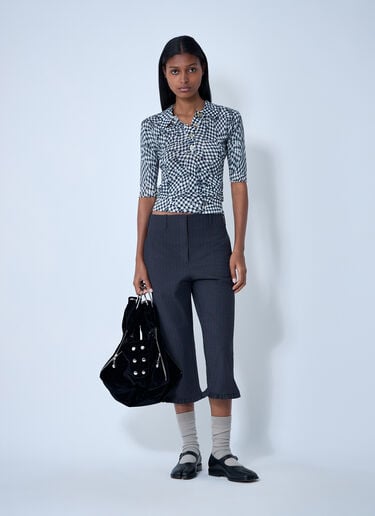 GANNI Mesh Printed Polo Top Black gan0261008