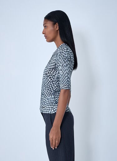 GANNI Mesh Printed Polo Top Black gan0261008