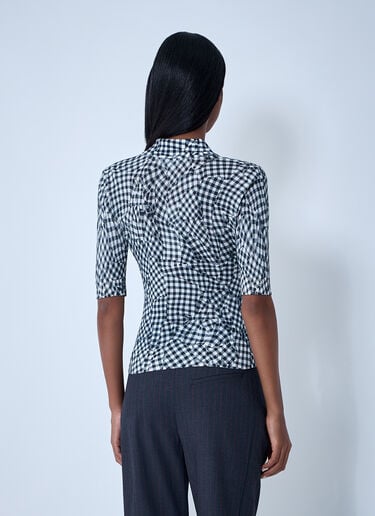 GANNI Mesh Printed Polo Top Black gan0261008