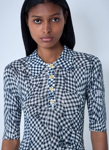 GANNI Mesh Printed Polo Top Black gan0261008