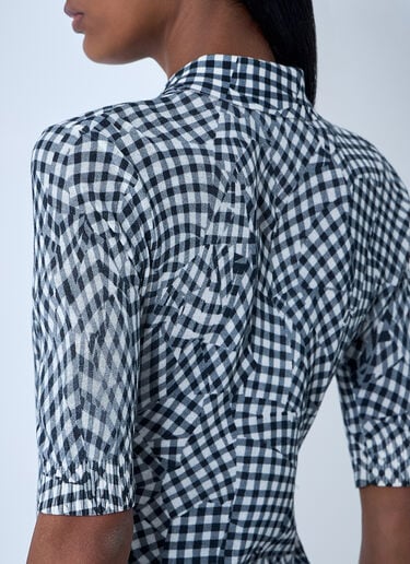 GANNI Mesh Printed Polo Top Black gan0261008