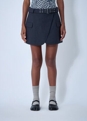 GANNI Stretch Stripe Mini skirt Grey gan0261020