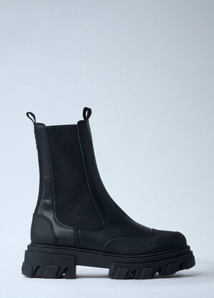 GANNI Cleated Mid Chelsea Boot Black gan0261022