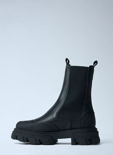 GANNI Cleated Mid Chelsea Boot Black gan0261022