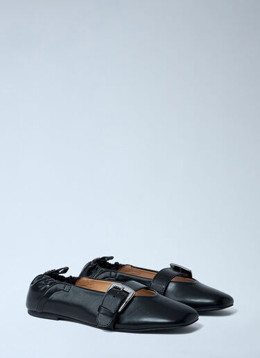 GANNI Butterfly Stap Ballerina Flats Black gan0261024