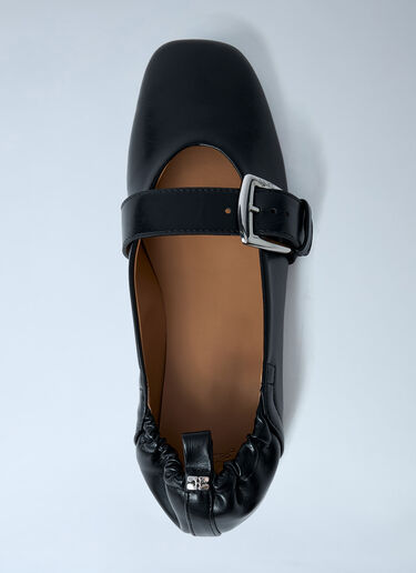GANNI Butterfly Stap Ballerina Flats Black gan0261024