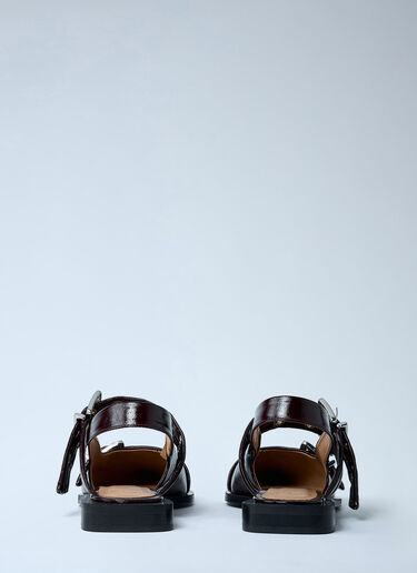 GANNI Buckle Ballerina Flats Burgundy gan0261027