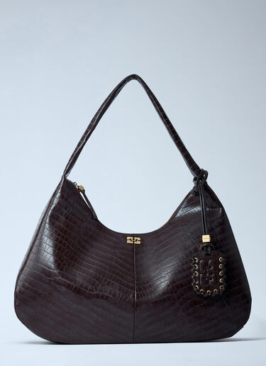 GANNI Extra Large Bou Hobo Handbag Brown gan0261036