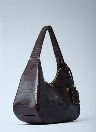 GANNI Extra Large Bou Hobo Handbag Brown gan0261036