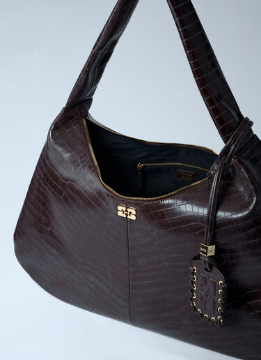 GANNI Extra Large Bou Hobo Handbag Brown gan0261036