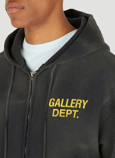 Gallery Dept. Logo Print Zip Up Hooded Sweatshirt Grey gdp0147032