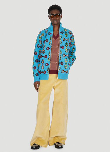 Gucci Horsebit Jacquard Knit Jacket Blue guc0151065