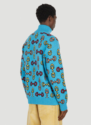 Gucci Horsebit Jacquard Knit Jacket Blue guc0151065