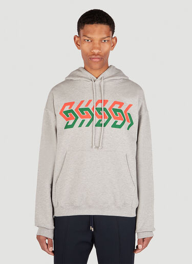 Mirror Logo Print Hooded Sweatshirt Gucci Mirror Logo Print Hooded Sweatshirt Grey guc0152074