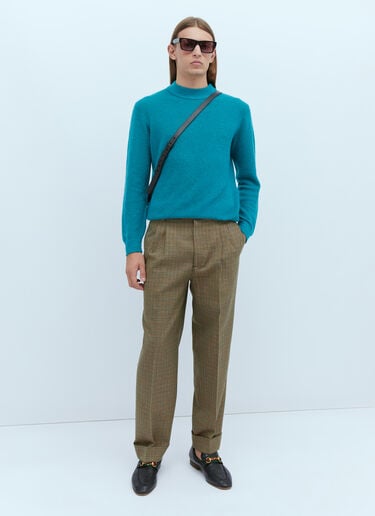 Gucci Logo Embroidery Knit Sweater Blue guc0153034